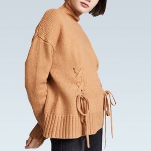 Cinq A Sept Rhea Camel Turtleneck Sweater Medium